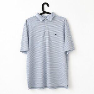 Vineyard Vines Performance Polo Men’s XL Gray White Stripe Whale Logo